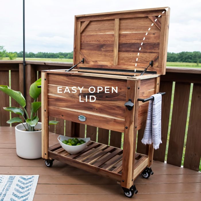 100 Quart Patio Cooler - Acacia - Image 2