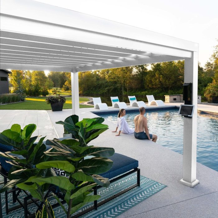 14×10 Windham Modern Steel Pergola With Sail Shade Soft Canopy - Image 8