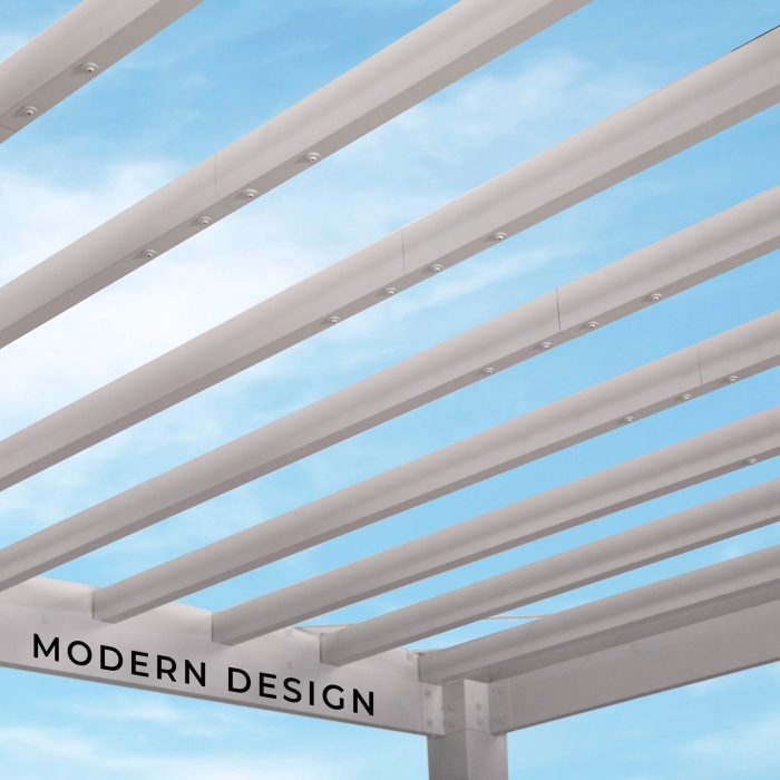 14×10 Windham Modern Steel Pergola With Sail Shade Soft Canopy - Image 14