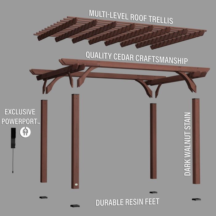 14×10 Somerville Pergola – Walnut Stain - Image 11