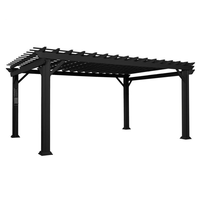 16×12 Stratford Traditional Steel Pergola With Sail Shade Soft Canopy - Image 2