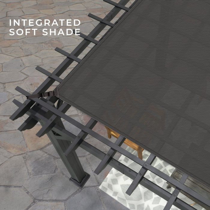 14×12 Stratford Traditional Steel Pergola With Sail Shade Soft Canopy - Image 7