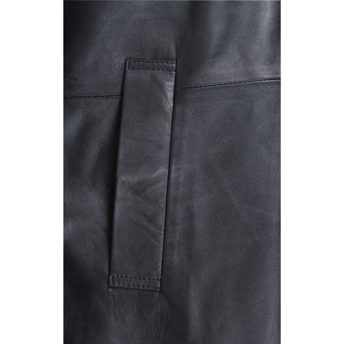 Eric’s black leather car coat with fur collar - Image 7