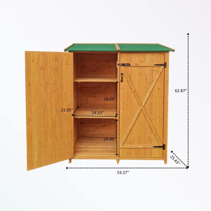 Wooden shed with two doors and shelves - Image 7