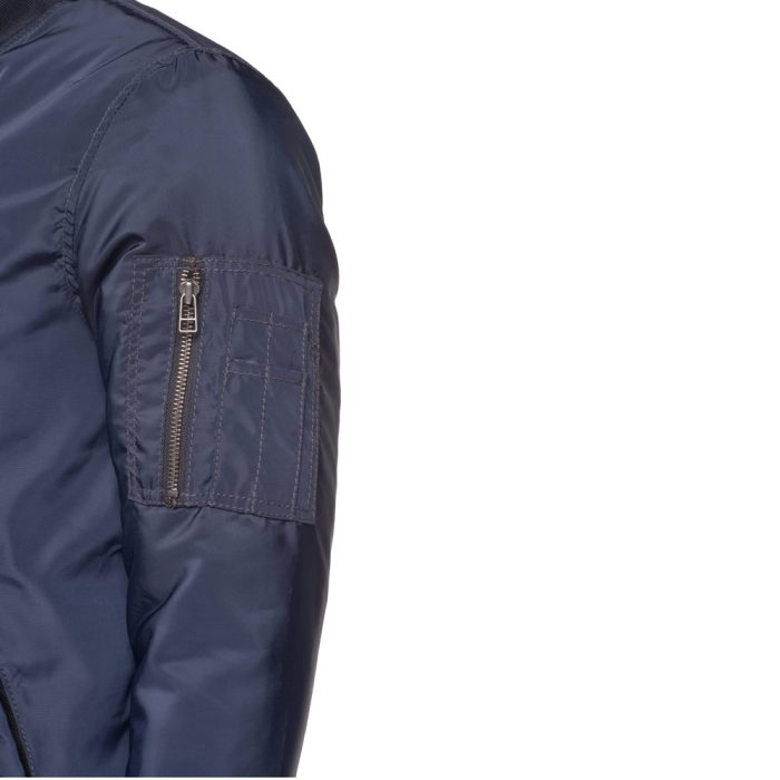 Zak’s blue Nylon flight jacket with ribbed waist - Image 4