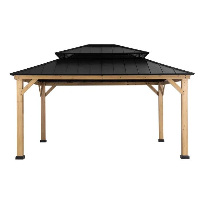 Archwood Patio Cedar Framed Steel Hardtop Gazebo - Image 3