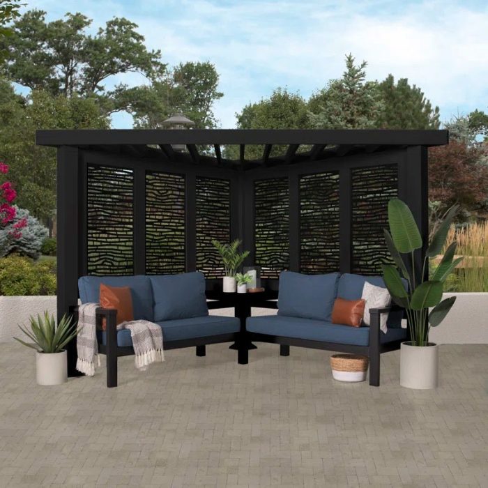 Glendale Modern Steel Pergola with Canopy / Finish: Red - Image 5