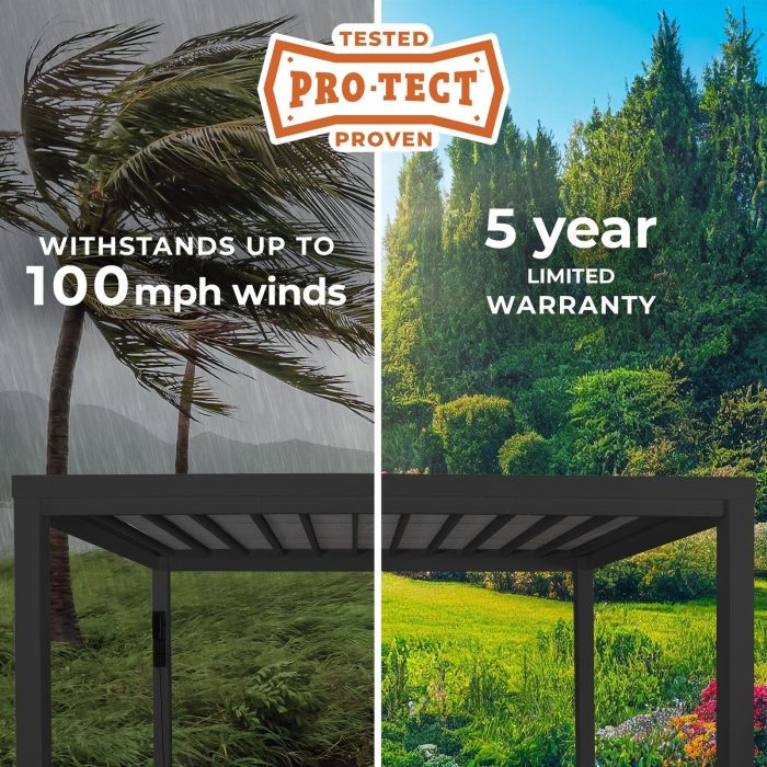 16×12 Trenton Modern Steel Pergola With Sail Shade Soft Canopy - Image 3